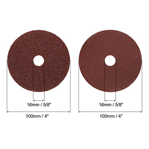 UXCELL de 4 polegadas x 5/8 polegadas de óxido de alumínio Discos de fibra, orifício central 60 Grit 120 Grit Sanding Discs, 30pcs