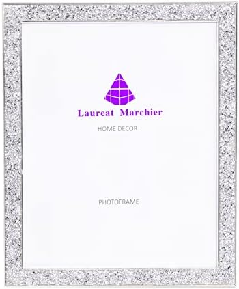 LaureAt Marchier 8x10 Crystal Glass Metal Picture Scret de 2, quadros de fotos para a parede ou a mesa de prata