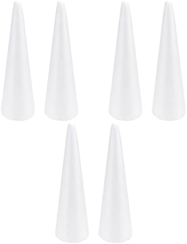 Yarnow 6 cones de espuma de embalagem, cones de espuma para artesanato de bricolage, cones de espuma de árvore de Natal