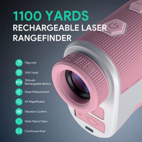 Rangefinder de golfe com inclinação, Thgolf 1000 jardas C Rangefinder de laser de golfe USB C com aquisição de bandeira, vibração de pulso e sistema de foco rápido, ampliação de 6x, precisão de ± 1 quintal
