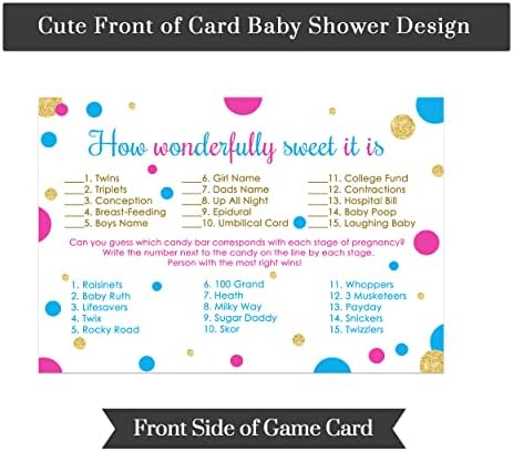 Gênero Revelar Candy Bar Match Game Gride the Candies Baby Shower Games Girl ou Boy - Funny Party Atividade Os convidados jogam