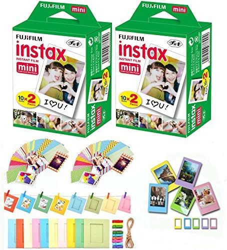 Fuji Instax Mini Instant Film 40 Tiro com bônus 20 adesivos decorativos de pele para Fuji Instax Mini 8 e SP-1