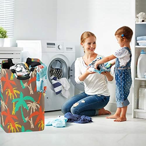 VISESUNNY COLEXBLE RAPAÇÃO Cesta de lavanderia colorida Tree tropical grande cesto de lavanderia impermeável tecido dobrável Clothes