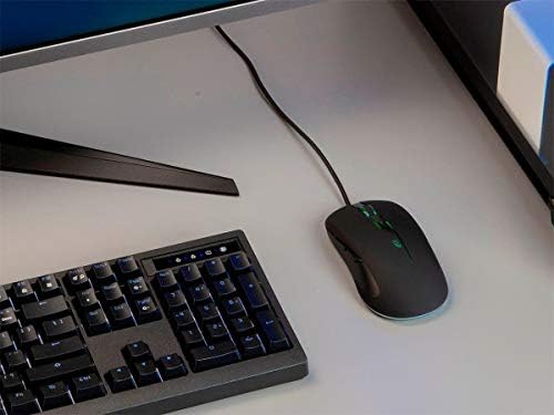 MONOPRICE MID -SIGHTIZE MOUSE OPTICO 2400 DPI - preto com luz de fundo LED | Ideal para mesas de escritório, estações de trabalho, tabelas - coleção de fluxo de trabalho