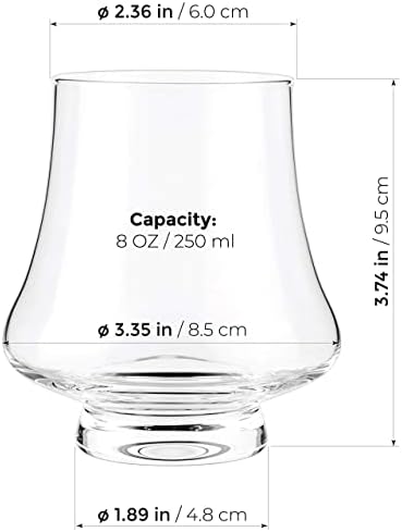Luxbe - Snifter de vidro de cristal de uísque de bourbon, conjunto de 4 - óculos de degustação larga - artesanal - bom para conhaque Brandy Scotch - 9 onças/260ml