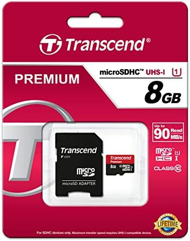 Transcend 8 GB MicrosDHC Classe 10 Card de memória UHS-1 com adaptador