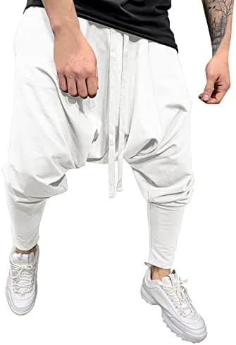 Calças folgadas de harém para homens da cintura elástica Drop Crotch Hippie Beach Yoga Pants Casual Casual Sortel