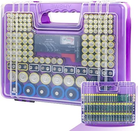 Caixa de organizador de bateria de valor X, caixa de organizador de armazenamento de baterias com testador, portátil contém 230 Battary? AA AAA C D 9V