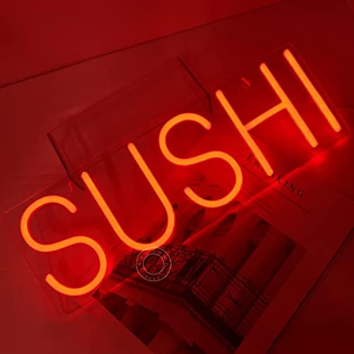 Sylhome vermelho sushi led lumin lumin signo de luz luminária sinalização janelas de parede decoração pendurada restaurante publicidade