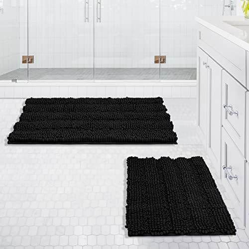 Yastouay 2 peças tapetes de banheiro lavável tapete lavável de banho sem escorregamento tapetes