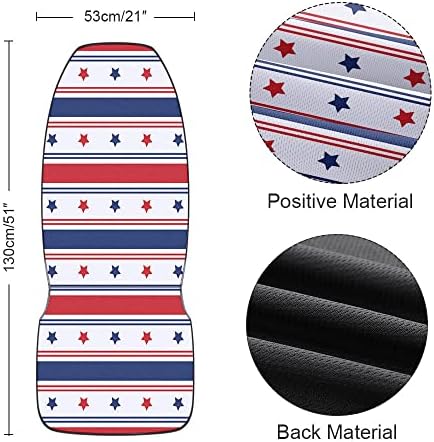 Youngkids 4 de julho Star Stripes Prind Car Seat Capas de 2 peças Conjunto de peças de carro frontal universal Almofada