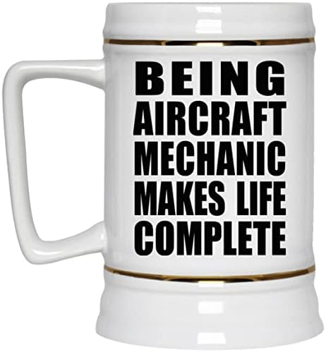 Designsify Ser Mechanic Aircraft Torne a vida completa, caneca de 22 onças de caneca de caneca de cerâmica com alça para freezer, presentes