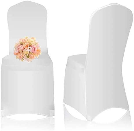 EMART 50 PCS Spandex Chair, tampas de assento branco para a sala de jantar de banquetes de festas, sala de estar, cadeira de cadeira esticada padrão, protetor