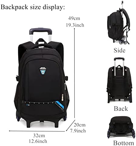 Ekuizai Cool Wheels Colorful Wheels de grande capacidade Backpack School Rolling Bookbag para meninos adolescentes