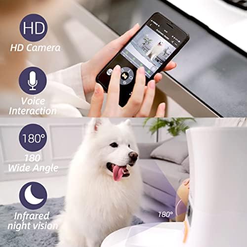 Skymee 8L/12L 2.4G e 5G WiFi Smart Automatic Automatic Pet Alimentos Distribuidor de alimentos para gatos e cães-1080p Full HD Pet Camera Treat Dispenser com visão noturna e áudio bidirecional