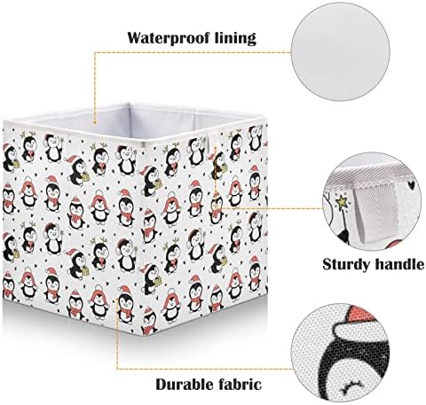 Cataku Penguins Bins de armazenamento de cubos fofos 11 polegadas Coscestos de armário de armário de armário de armário de armário
