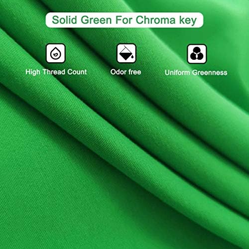 Cenário de tela verde HeySliy com kit de suporte, 6,5 x 6,5 pés de tela verde portátil com 5 x 6,5 pés verdes verdes