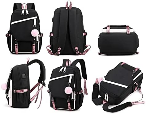 Jiayou Teen Girls Laptop Backpack Junior Daypack do ensino médio com porta de carga USB