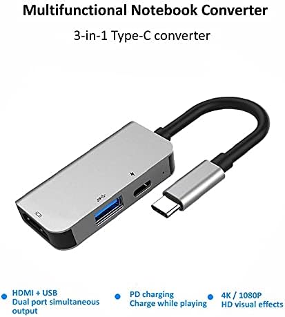 Shypt USB tipo C 3.1 para HDMI Compatível USB 3.0 Dock Hub 3 em 1 USB C Adaptador 4K Video PD Charge Converter