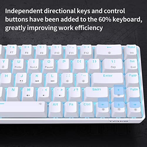 Dierya T68SE com fio 60% do teclado de jogos mecânicos, LED LIGADO BACKLIT ULTRA-COMPACT 68 TECHER
