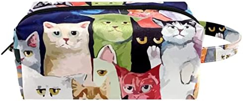 Bolsa de maquiagem tbouobt bolsa de bolsa cosmética bolsa bolsa com zíper, animais de desenho animado da família gato animais
