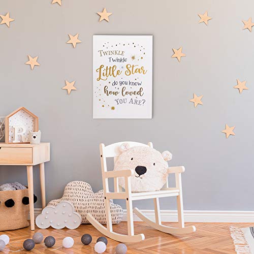 Lillian Rose Twinkle Little Star Canvas Baby Nursery Sign, branco