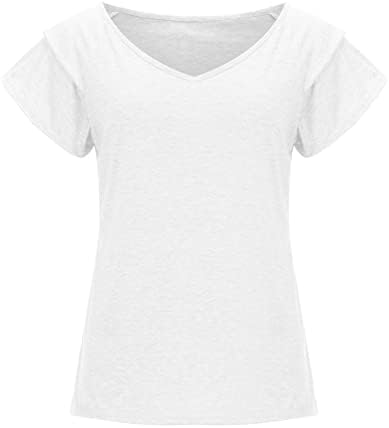 Teen Girls Cotton Cotton Deep V Neck Graphic Brunch básico Blusa de blusa de ajuste solto blusa de manga curta para mulheres Go