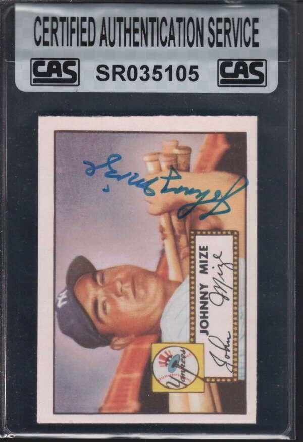 1952 Topps Reimpressão #129 Johnny Mize Cartão de Autógrafo CAS Autenticação RSA3505 - Cartões autografados de Baseball Slabbed