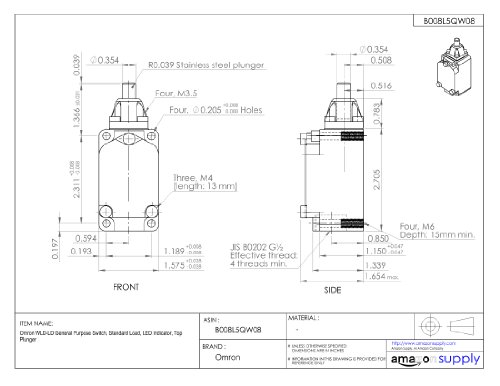 OMRON WLD-LD-LD Geral Switch, carga padrão, indicador de LED, êmbolo superior