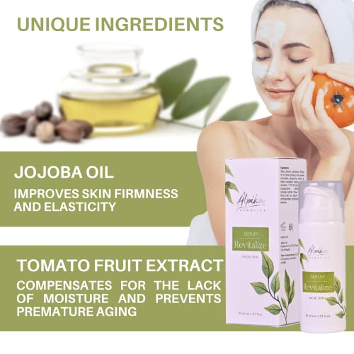 Alpika Serum Revitalize - soro anti -envelhecimento vegano com 99% de ingredientes naturais - soro antioxidante para face - soro anti -rugas para todos os tipos de pele - soro de rosto natural com óleo de jojoba