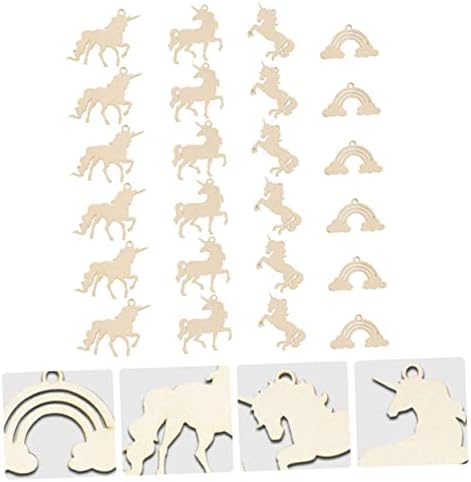 ABAODAM 1 Set Unicorn Chips Crafts for Kids caseiros Ornamentos de decoração amadeirada enfeites de madeira rústica arco -íris de madeira