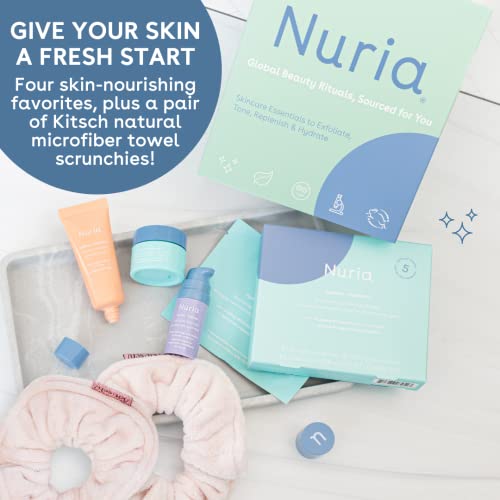 NURIA - Kit de redefinição de primavera com o esfoliante de cuidados com a pele facial de viagens, hidratante diário,