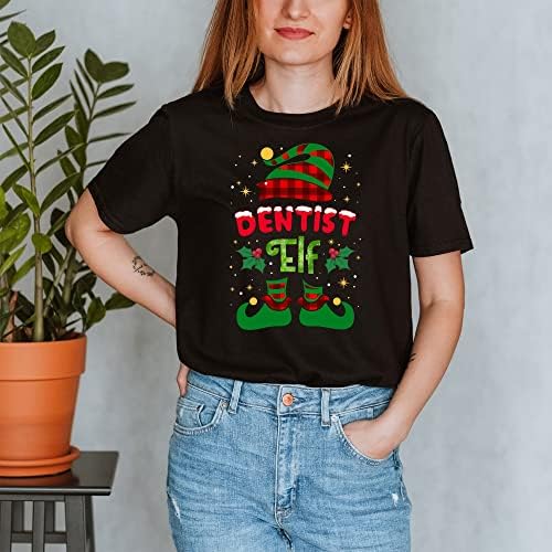 Camiseta do Dentista Elf Papai Noel, camisa de Natal do dentista, camiseta do dentista de Natal, camisa do dentista, tripulação