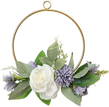 Wreath Wreath Wreath Metal Holdings Floral Flores de Camellia e Willow Folhas Vine Metal Ring Garland