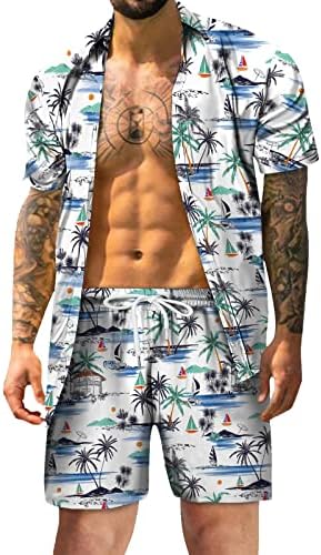 2023 New Beach Spring Spring Casual Summer Shorts Camisa de manga curta abotoneado Terno masculino casual masculino para homens
