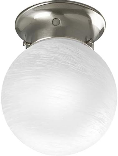 Iluminação de progresso P3401-09 Globos de vidro próximos ao teto, diâmetro de 6 polegadas x 7-1/4 polegadas de altura, níquel