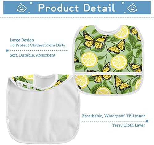 Bibs de bebê de borboleta de limão emelivor para menino de menina alimentando babadores à prova d'água, babadores para comer meninos