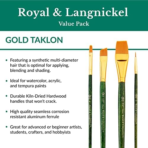 Royal Brush Manufacturing Royal e Langnickel Zip n 'Brohw-Brow de 5 peças, Taklon de ouro