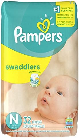 Pampers swaddlers fraldas descartáveis ​​recém -nascidas tamanho n, 32 contagem