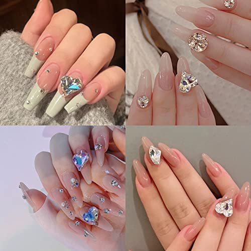 Kit de strass de unhas de unhas, amor cristais de unhas de coração abil unhas strassm stres de miçangas brilhantes pedras de unhas