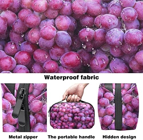 Globo vermelho uvas Fruta fresca Deliciosa bolsa de higiene pessoal para mulheres, organizador de higiene pessoal de couro