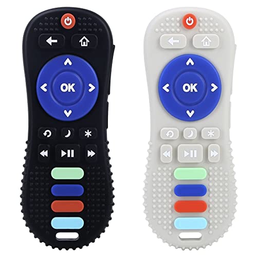 2 Pacote de brinquedos de dentição para bebês-Silicone TV Remote morethe para bebês e crianças de 0 a 6 meses, brinquedo de controle