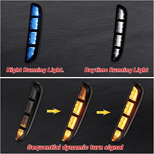 Keegtbox Switchback Branco/âmbar/azul DRL LED Front Fog Lâmpada diurna Execução de luz sequencial flash Signal Signal