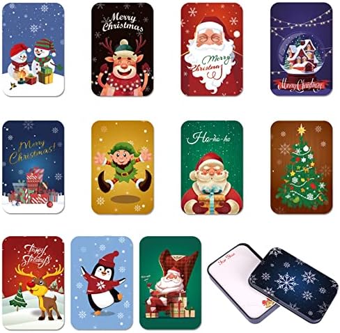 Moretoes 12 peças Titular de cartão de presente de Natal Pequenas caixas de lata de presente coloridas com tampas para favores