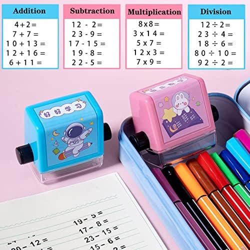 Ayqqe Smart Math Roller Stamp para adição / subtração / multiplicação / divisão, todo selo de ensino digital de rolos