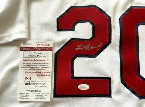 Lou Brock assinou autógrafos autênticos cardeais autênticos majestosas camisas brancas JSA - camisas MLB autografadas