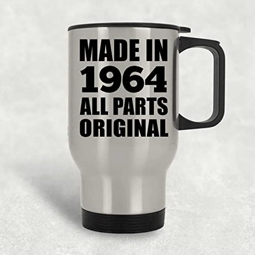 Designsify 59º aniversário feito em 1964 todas as peças originais, caneca de viagem prateada 14oz de aço inoxidável copo isolado,