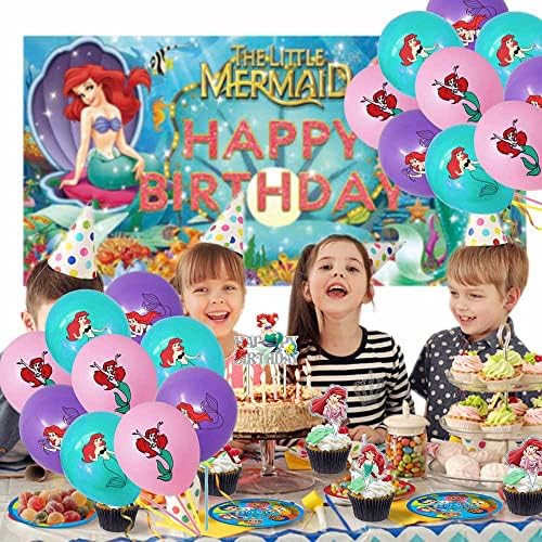 Little Mermaid Princess Party Supplies Decorações Bolo de aniversário Topper Banner Decor Balloons