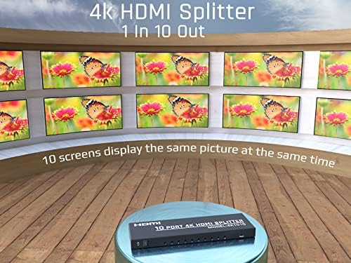 Splitter HDMI - 4K Splitter HDMI 1 em 10 OUT - Splitter HDMI de 10 vias Monitor de vias, Suporte 4K@30Hz Ultra HD, 3D Audio