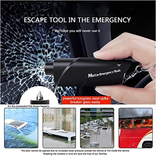 Cutter de cinto de segurança quzoc Cutter 2-em 1 Vidro de vidro Breakcher Keychain Ferramenta de escape de emergência